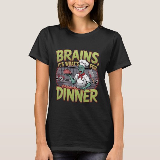 Gehirne Es ist, was zum Abendessen Zombie Hallowee T-Shirt (Vorderseite)