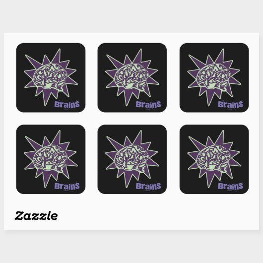 Gehirne! Quadratischer Aufkleber (Blatt)