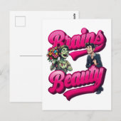 Gehirne & Schönheit - Design des Zombie-Spaßes Postkarte (Vorne/Hinten)