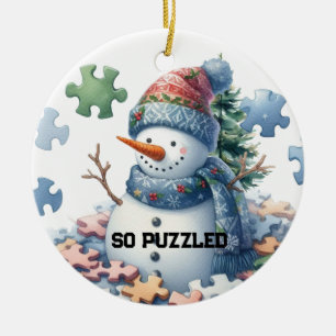 Gehirnfrost-Schneemann-Puzzle Keramik Ornament