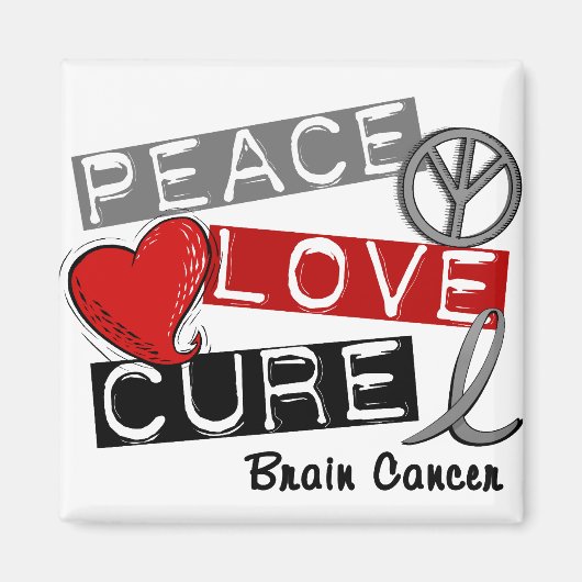 Gehirnkrebs PEACE LIEBE CURE 1 Magnet (Vorne)