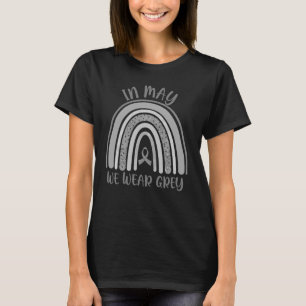 Gehirnkrebs Regenbogen im Oktober tragen grau T-Shirt