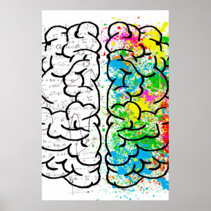 Gehirnpsychologie zeichnend Idee Poster