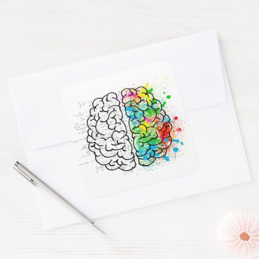 Gehirnpsychologie zeichnend Idee Quadratischer Aufkleber (Umschlag)