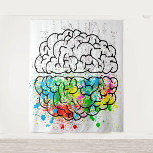 Gehirnpsychologie zeichnend Idee Wandteppich