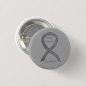 Gehirnstörungen Silver Awareness Ribbon Custom But Button (Vorne & Hinten)