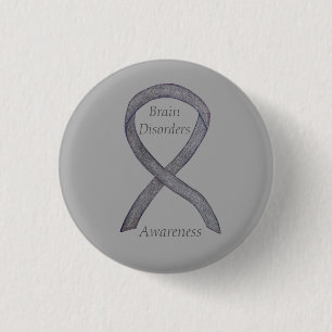 Gehirnstörungen Silver Awareness Ribbon Custom But Button