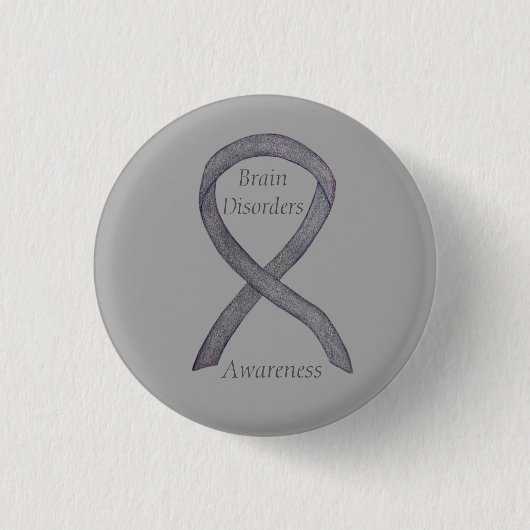 Gehirnstörungen Silver Awareness Ribbon Custom But Button (Vorderseite)