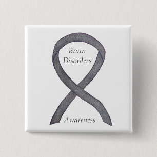 Gehirnstörungen Silver Awareness Ribbon Custom But Button