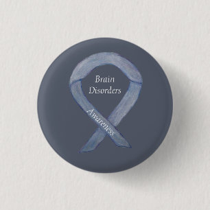 Gehirnstörungen Silver Awareness Ribbon Custom But Button