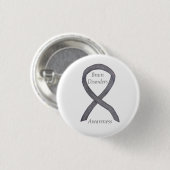 Gehirnstörungen Silver Awareness Ribbon Custom But Button (Vorne & Hinten)