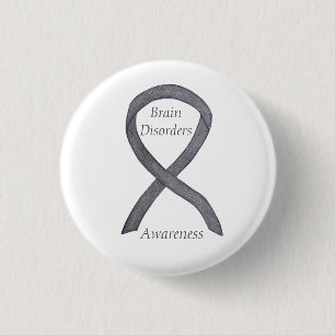 Gehirnstörungen Silver Awareness Ribbon Custom But Button
