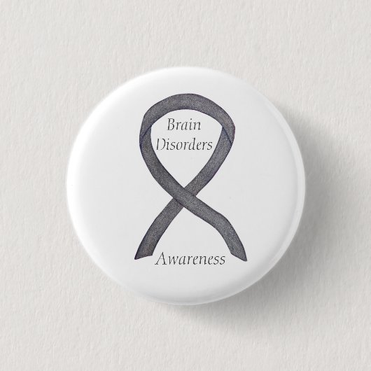 Gehirnstörungen Silver Awareness Ribbon Custom But Button (Vorderseite)