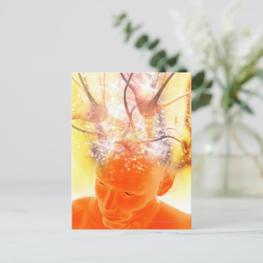 Gehirntätigkeit, Begriffscomputergrafik Postkarte (Stehend Vorderseite)