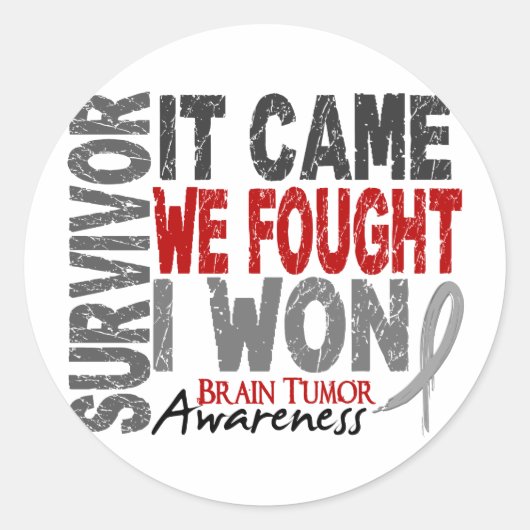 Gehirntumor-Überlebende Es kam, dass wir kämpften Runder Aufkleber (Vorderseite)