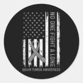 Gehirntumorbewusstsein Gehirntumor Usa Flagge Grau Runder Aufkleber (Vorderseite)