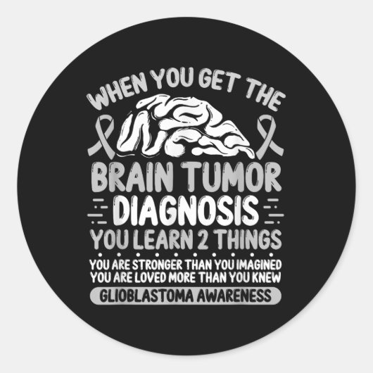 Gehirntumorbewusstsein Gray Ribbon Glioblastoma Di Runder Aufkleber (Vorderseite)