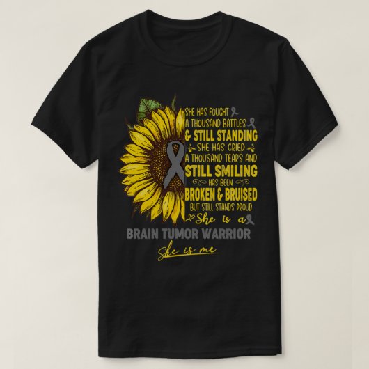 Gehirntumorbewusstsein Sie ist ein Hirntumorkriege T-Shirt (Design vorne)