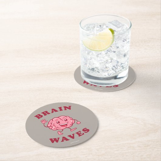 Gehirnwellen Runder Pappuntersetzer (Vor Ort)