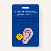 Gehörbehinderte Lanyard-Diagnose für Schwerhörigke Ausweis (Rückseite)