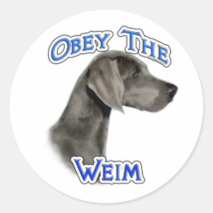 Gehorchen Sie dem Weimaraner-Aufkleber Runder Aufkleber