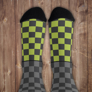 Gehörlos Wilder Karo grau auf grau Socken