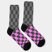 Gehörlos Wilder Karo grau rosa Socken (Rechts)