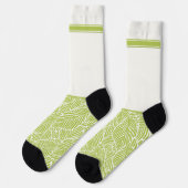 Gehörlos wildes, hellgrünes Blattmuster mit Weiß Socken (Linkes Detail)