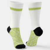 Gehörlos wildes, hellgrünes Blattmuster mit Weiß Socken (Gewinkelt)
