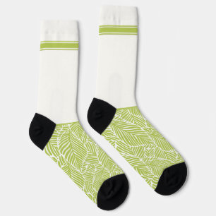 Gehörlos wildes, hellgrünes Blattmuster mit Weiß Socken