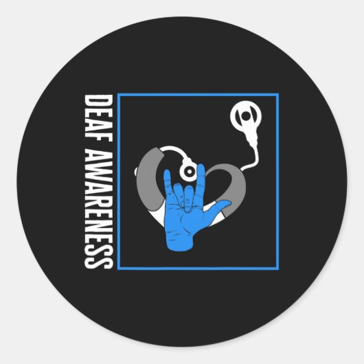 Gehörlose Bewusstsein Tod Cochlear Implant ASL H Runder Aufkleber (Vorderseite)