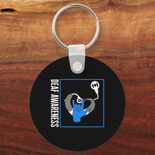 Gehörlose Bewusstsein Tod Cochlear Implant ASL H Schlüsselanhänger (Vorderseite)