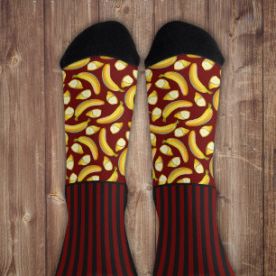 Gehörlose Streifen mit Bananen, rot Socken