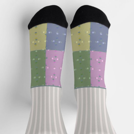 Gehörlose Streifen mit vier Apfelfeldern Socken (Oben)