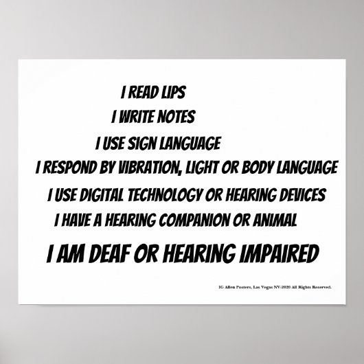 Gehörlose und hörbehinderte Büros oder Zuhause Poster (Vorne)