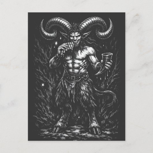 Gehörnter Wintersatyr — von BurnsInHell Postkarte (Vorderseite)