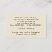 Gehörntes Charolaisstier-Foto Visitenkarte (Rückseite)