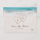 Gehört Save the Date am Sandstrand Ankündigungspostkarte (Vorderseite)
