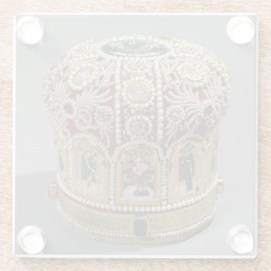 Gehrungsfugekronen-Set mit Perlen und wertvolles Glasuntersetzer (Rückseite)