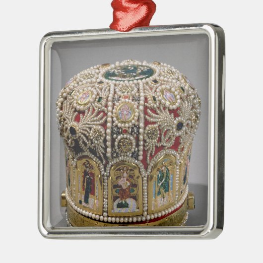 Gehrungsfugekronen-Set mit Perlen und wertvolles Silbernes Ornament (Links)