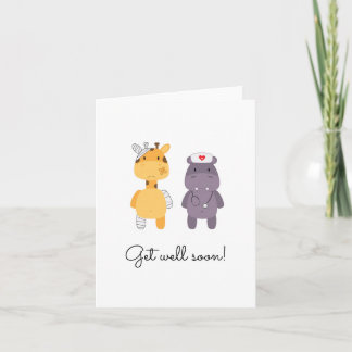 "Geht bald gut!" Grußkarte - Giraffe & Hippo Karte