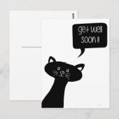 Geht es bald gut! Niedliche Black Cat Postkarte (Vorne/Hinten)