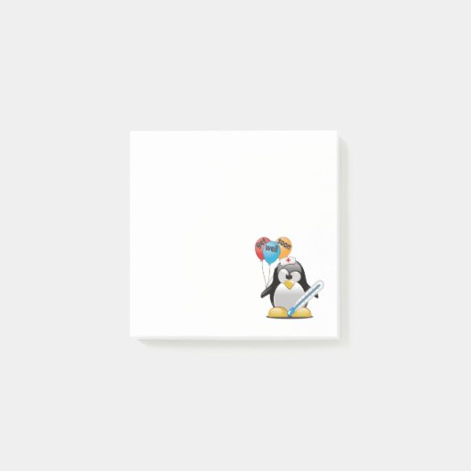 Geht es bald gut. Pinguin Nurse. Post-it Klebezettel (Vorderseite)