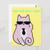 Geht es bald gut, Tiger! - Coole rosa Katzenkarte Postkarte (Vorne/Hinten)