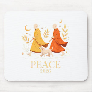 Geht Frieden 2026 Weltfrieden Mönche mit Aloka Hun Mousepad