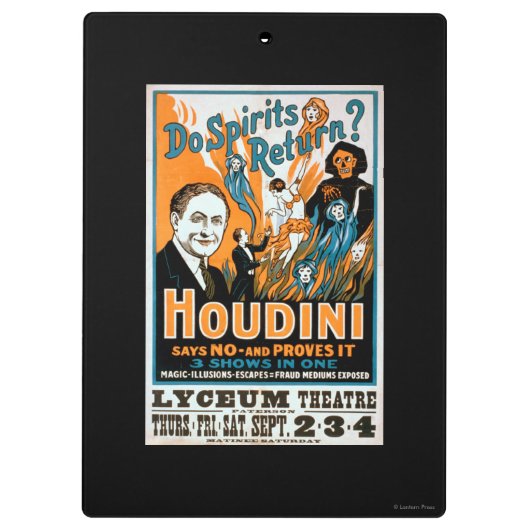 Geht Geist zurück? Houdini sagt, dass NO- ihn Klemmbrett (Rückseite)