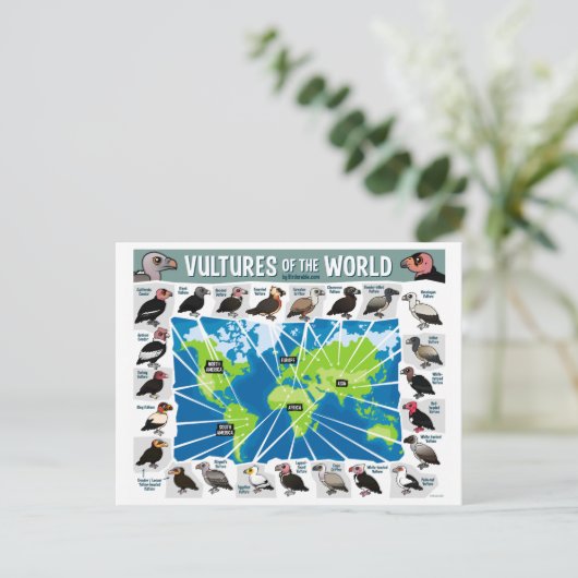 Geier der Weltkarte Postkarte (Stehend Vorderseite)
