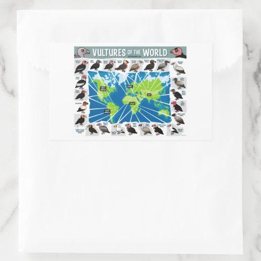 Geier der Weltkarte Rechteckiger Aufkleber (Tasche)
