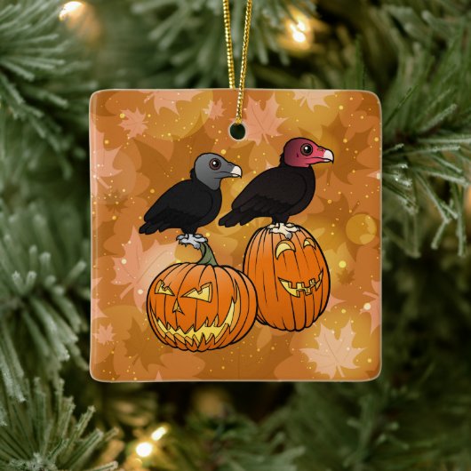 Geier feiern Halloween! Keramikornament (Baum)