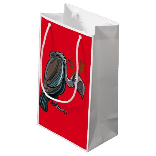 Geier mit Geweihgeschenktasche Kleine Geschenktüte (Rückseite Schrägansicht)